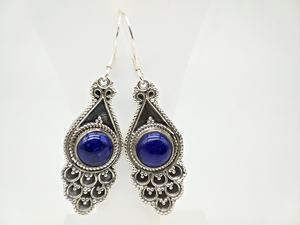 Pendientes de Lapislázuli Natural Hechos a Mano, Plata de Ley 925, Pendientes Colgantes con Piedras Preciosas Azul Oscuro, Joyería Fina para Mujer - Product Image 4