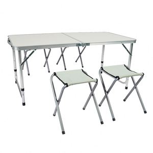 Modern Outdoor <b>Folding</b> Chair and <b>Table</b> Set with Bamboo Panel and Metal Frame <b>for</b> <b>Garden</b> Courtyard Park - Product Image 1