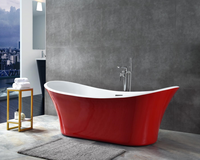 Baignoire autoportante en acrylique en forme de bateau, bicolore rouge, pour usage domestique/hôtelier/appartement, écologique, vente en gros d'usine