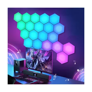 Diy Rgb Bureau Setup Magnetische Modulaire Led Touch Sensor Hexagon Wandlamp Rgb Quantum Game Room Setup Honingraat Zeshoekige Licht