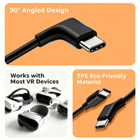 Câble coaxial fin USB-C vers USB-C pour lunettes AR, 4K 60Hz, PD 1.4, connecteur coudé à 120 degrés, câble de charge rapide