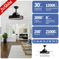 Ventilador de Techo Inteligente 1stshine de 42 Pulgadas con Control por Voz Mediante Aplicación Wifi, Compatible con Control por Voz, Silencioso, con Aspas Retráctiles y Luz LED