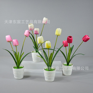 Artesanía Dongchen, Bonsái de Tulipán Artificial de 4.5x44cm, Flor de Seda, Decoración para el Hogar, Accesorios para Bodas - Product Image 4
