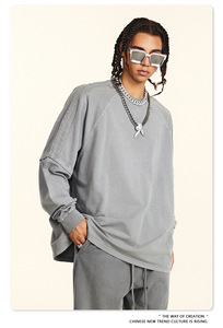 Personnalisé vente en gros Automne mode Vintage 100% coton deux pièces bord col rond manches longues sport décontracté hommes et femmes - Product Image 6