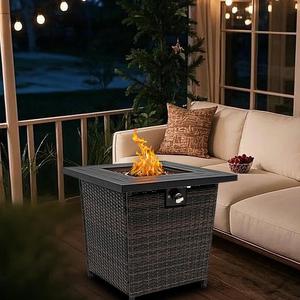 Enjoy 28'' Square Steel Propane/Natural Gas <b>Fire</b> <b>Pit</b> <b>Table</b> with Glass 50000BTU Eco-Friendly Outdoor - Product Image 1