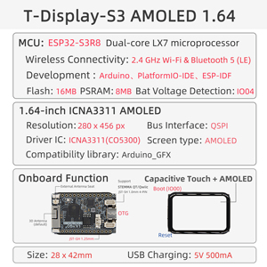 LILYGO T-Display-AMOLED-1.64 ESP32-S3 บอร์ดพัฒนาหน้าจอสัมผัส AMOLED ขนาด 1.64 นิ้ว ของแท้ มีสินค้าในสต็อก - Product Image 5