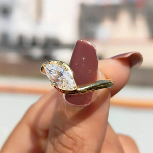 French Style Marquise Cut Sparkling CZ <b>Ring</b> For Women Niche Luxury Light Daily Wear <b>Statement</b> Jewelry - Product Image 4