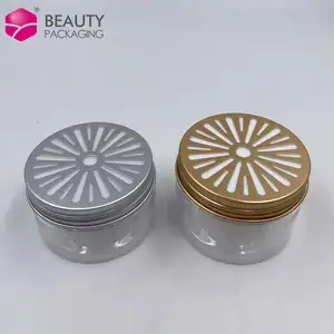 Stock Solid Aromatherapy Air Freshener 40ml 50ml 60ml 80ml 100ml Empty Plastic Jar with Hollow Aluminum Lid