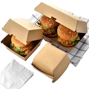 Disesuaikan Kertas Kotak Makanan Vege Burger Dalam 6 Per Kotak