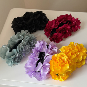 Korean Handmade Imitation Flower Fabric Plastic Leopard Hair Claw Clips Unisex <b>Sweet</b> Large Banana Hairgrip Daily Fashion Wedding - Product Image 1