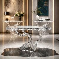 Table console en acrylique haut de gamme personnalisée Genyuan CT003, transparente, style Root Art LRS, pour hôtel, villa, hall d'entrée, salle d'exposition, décoration