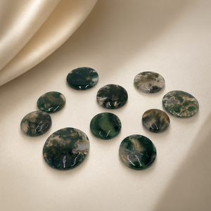 Piedras Preciosas Sueltas de Ágata Musgosa Verde Natural, Cabujón Completamente Pulido, Cristal Curativo para Joyería y Colección - Product Image 1