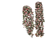 Petite guirlande de fleurs artificielles en soie, rose et pivoine, pour plafond, mur, décoration de mariage, ou décoration intérieure.