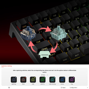 Clavier <span class=keywords><strong>de</strong></span> jeu magnétique AKKO TAC75 HE - Noir et blanc, clavier mécanique OEM, éclairage RGB, taux <span class=keywords><strong>de</strong></span> polling 16K, disposition 75%, USB-C - Product Image 6