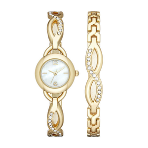 Luxury Design Ladies Casual Stainless Steel Leather Fashion <strong>Watch</strong> Bracelet <strong>Set</strong> Two Tone Waterproof <strong>Women's</strong> <strong>Watch</strong> - Product Image 4