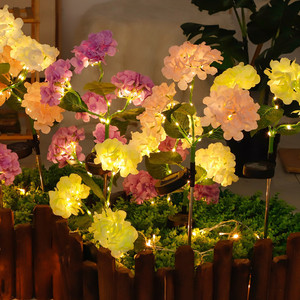 Solar Powered Hydrangea Flower <b>Lights</b> Led <b>String</b> Outdoor Garden Decorative Lawn Copper Wire Courtyard Lighting - Product Image 1