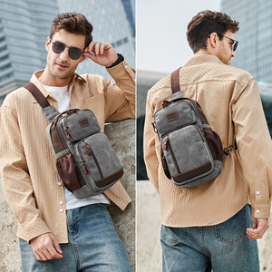 Bolso bandolera de lona impermeable para hombre, bandolera de viaje para caminar, deporte informal al aire libre, logotipo personalizado, bandolera de lona para hombro, para hombre, a prueba de agua, a prueba de agua - Product Image 2