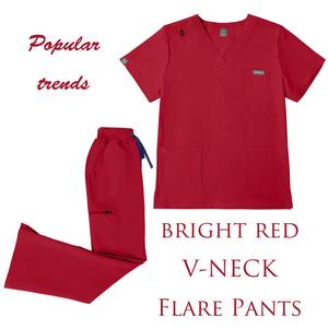 Pantalones <span class=keywords><strong>de</strong></span> campana elásticos en 4 direcciones con logo personalizado para uniformes médicos <span class=keywords><strong>de</strong></span> enfermera y salón <span class=keywords><strong>de</strong></span> belleza, conjunto <span class=keywords><strong>de</strong></span> uniformes médicos para mujer, venta al por mayor 2026 - Product Image 6