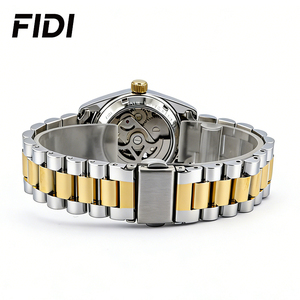 Montre mécanique automatique pour femme FIDI, bracelet en acier inoxydable, étanche 3ATM, cadran squelette, montre-bracelet élégante et luxueuse pour femme - Product Image 3