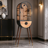 Cage à oiseaux semi-circulaire en fer et acier inoxydable, avec maisonnette en bois pour petits animaux, respirante, facile à assembler, pour intérieur