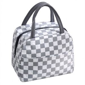 New Arrival Student School Adult Thermal Lunch <b>Box</b> Tote Food Storage Seersucker Plaid Insulated Bag Lunch <b>Cooler</b> Bags - Product Image 4