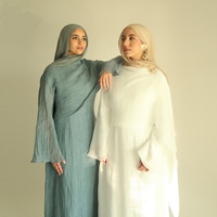 Abaya, vêtements islamiques, robe à double couche de couleur unie de style moyen-oriental turc, robe de style arabe, robe musulmane, robe de Dubaï