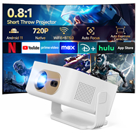 Proyector de Tiro Corto 0.8:1 720P para HY300 GT 400 ANSI con Enfoque Automático, Corrección Trapezoidal Automática, Sistema Operativo TV Certificado, BT5.0, WiFi, Portátil, HIFI