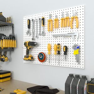 Metal Pegboard Wall Storage Rack Heavy Duty Garage Workshop Organizer With <b>Hooks</b> For <b>Tools</b> And Equipment - Product Image 4