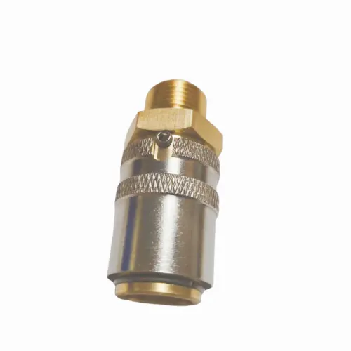 Hot sell custom male and female brass open type hose barb quick connect push coupling with new style pin and nickel plated shell