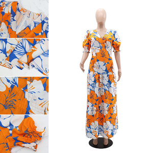 Y10357 Vestidos de Verano Modernos para Mujer, Casuales, Elegantes, con Cuello en V, Manga Abullonada, Estampado Bohemio, para Oficina - Product Image 6