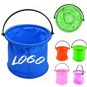 Custom LOGO 7.78*5.51in Reusable Nylon <b>Collapsible</b> Bucket with Handle Washing Barrel <b>Storage</b> Bucket Multi-Purpose for Outdoor - Product Image 1
