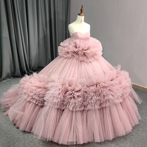 Blush Pink Dresses Puffy Tiered Ruffled Bridal Gowns Off Shoulder Lace Women Party Dress Long 6724 - Product Image 2