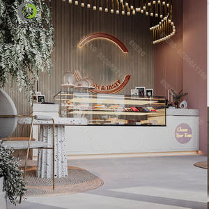 ร้านกาแฟธีมสีชมพู เฟอร์นิเจอร์ร้านค้าสั่งทำ เคาน์เตอร์กาแฟ ชา ร้านอาหารหินอ่อน ชุดโต๊ะเก้าอี้บูธ - Product Image 3