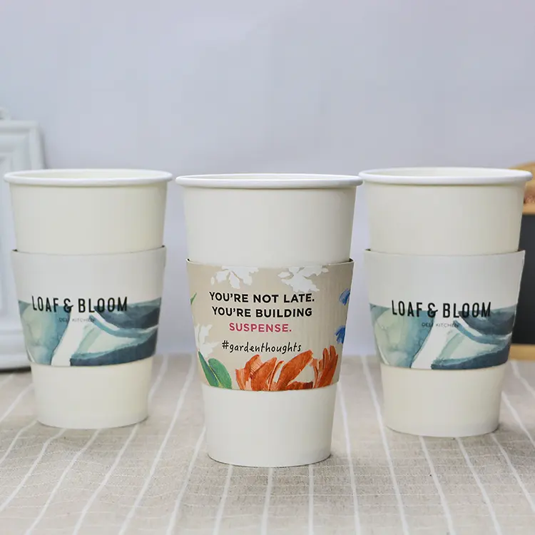 Wholesale Custom Printed Disposable Paper Coffee Cup Sleeve