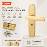 YONFIA 8078P09 Poignée de porte minimaliste en alliage de zinc avec plaque arrière, serrure sécurisée pour porte intérieure en bois, quincaillerie pour hôtel et appartement