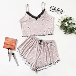 Hot Stylish Popular Sexy Ladies Clothes Pajamas Casual Summer Products Printing Flower Sleepwear For Women