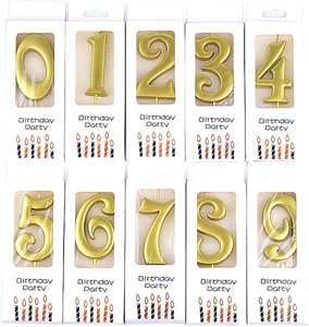 Vela de Parafina de Lujo con Números Grandes en Caja Dorada para Decoración de Pasteles de Cumpleaños, Modelo Digital <span class=keywords><strong>Tyrant</strong></span> - Product Image 1
