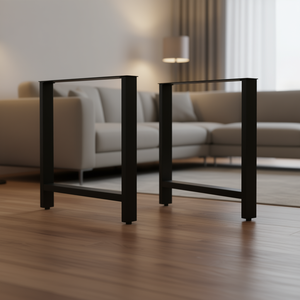 Set Of 2 Black Powder Coated Steel Coffee <b>Table</b> <b>Legs</b> Industrial Furniture Accessories - Product Image 2