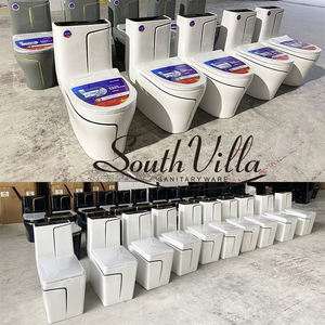 आधुनिक सैनिटरी वेयर वर्गाकार बाथरूम पानी की अलमारी सिरेमिक वर्गाकार एक टुकड़ा शौचालय काले लाइन वर्ग एक टुकड़ा शौचालय - Product Image 5