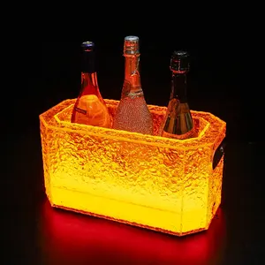 LED 6 Champagne bottles hold Bar ktv party nightclubs wine Whiskey Beer ice bucket with double-layered ice effect Acrylic Barrel