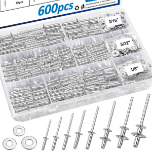 Baiguluo Blind Rivets 600pcs Aluminum Round Head 3/16 In With Washer For Metal Wood Fixing - Product Image 1