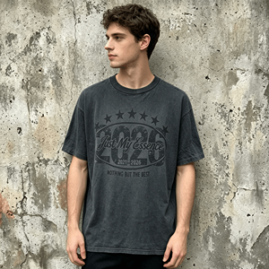 Men's Oversized Graphic T-<b>Shirt</b> 100% Cotton Short Sleeve O-Neck Casual Printed Front Letter Design Distressed effect tshirt - Product Image 1