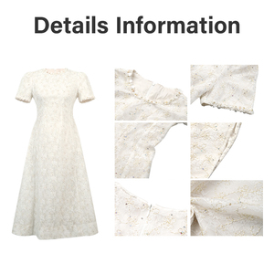 ZYHT 21747 Abito <span class=keywords><strong>da</strong></span> Sera di Lusso in Pizzo Bianco, Elegante Vestito Midi Ricamato con Paillettes, Stile Vintage Francese a Linea A <span class=keywords><strong>per</strong></span> Feste e Balli - Product Image 4