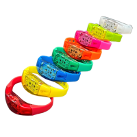 Bracelet LED Lumineux à Commande Vocale avec Bande en Silicone Réglable, Certifié ASTM, 8 Couleurs, pour Sports de Plein Air, Festivals, Fêtes, Promotionnel