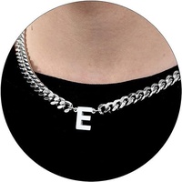 [Envío Inmediato] Collar de Cadena de Eslabones de Acero Inoxidable para Hombre, Estilo Deportivo, con Personalización de 26 Letras, Marca XF, Modelo XL241011