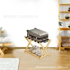 Support de rangement pour bagages en bois, double couche, pliable, sur pied, pour chambre d'hôtel - Product Image 3