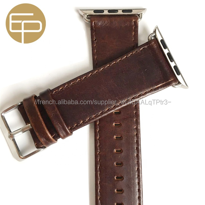 personnalisées rapide brun queue carrée d'huile vintage en cuir véritable bracelet de montre pour Apple Montre 38 40 42 44mm