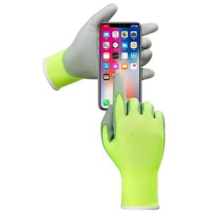 Gants de sécurité pour hommes, tricotés sans couture, haute visibilité, 7 oz, avec revêtement en nitrile conique antidérapant, personnalisables, vente en gros directe usine - Product Image 1