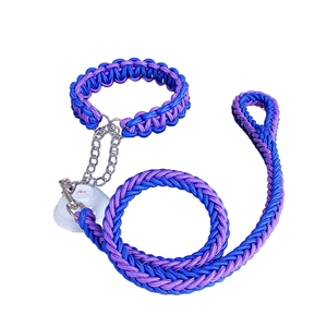 Conjunto de collar de correa de plomo para entrenamiento de perros medianos y grandes personalizado, correas de cuerda de tracción para mascotas de nailon suave para perros - Product Image 2