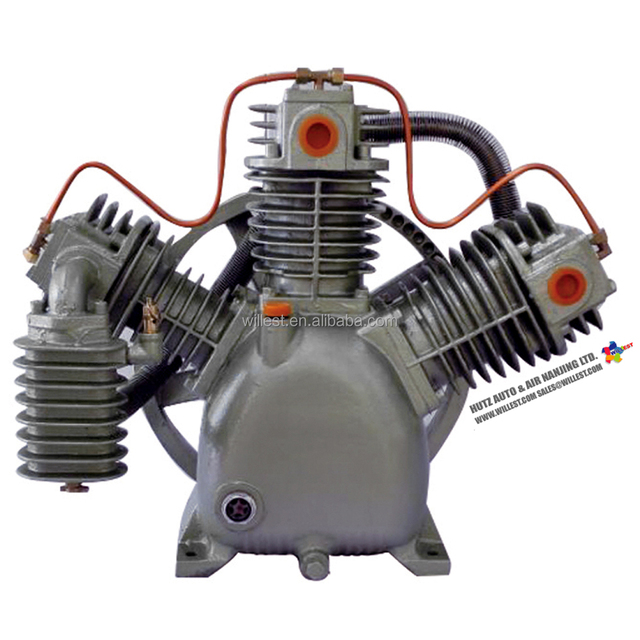 Fiac Style Belt Drive Piston Compressor Parts WILLEST 2stage 3-cylinder Bare Pump BWIII100FTC 8bar Cast Iron air Compressor Head